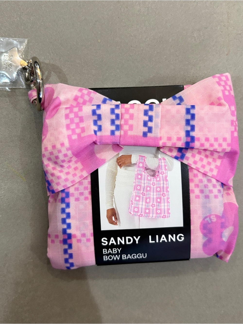 NWT Baggu x Sandy Liang pink baby bow reusable bag with silver star charm